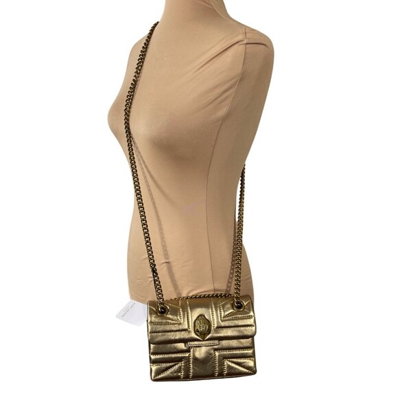 New Kurt Geiger Kensington Mini Bag Purse Gold Chain Quilted Eagle Head - Picture 2 of 11
